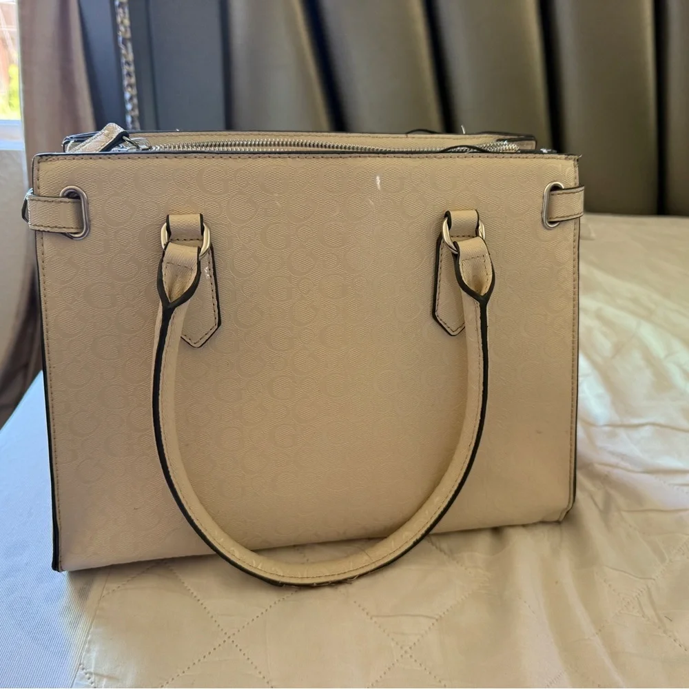 GUESS Beige Satchel with Pouch - Picture 2 of 9